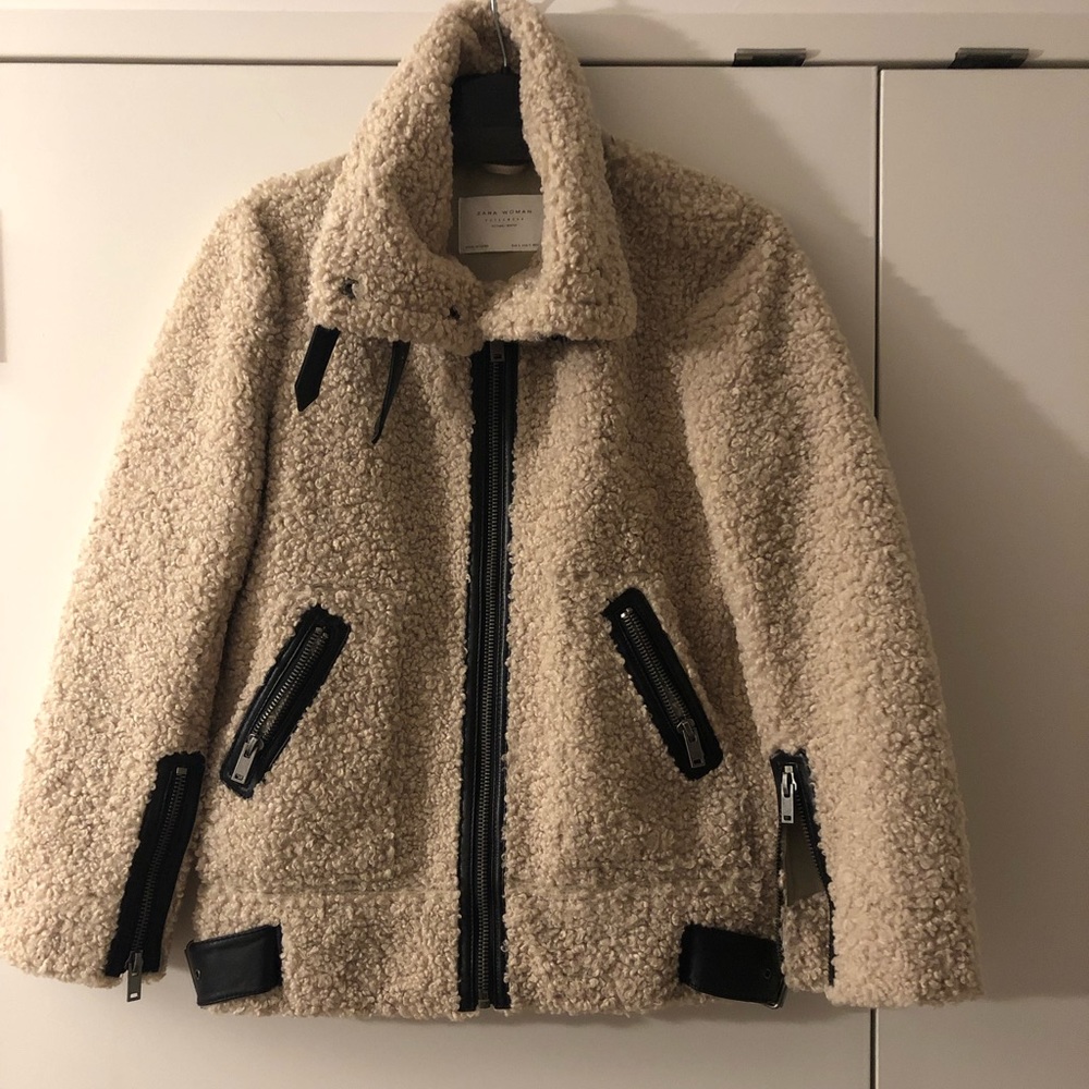 Zara Biker  bomber Jacket Oversized fleece